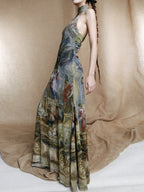 Baroque Allegory Halter Maxi Dress
