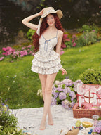 Blue Ribbon Picnic Ruffle Mini Dress
