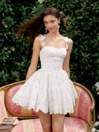 Blossom Lace Garden White Mini Dress