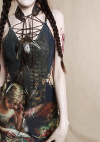 Vintage Glam Bronze Print Dress