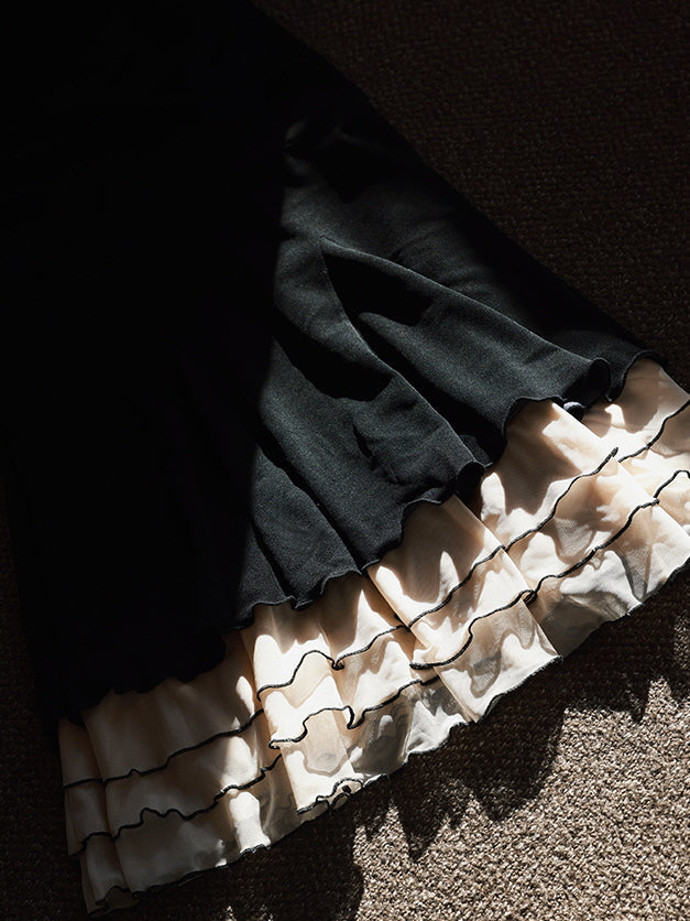 Midnight Elegance Tiered Hem Dress