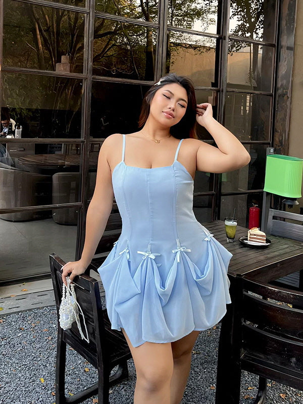 Blue Ribbon Balloon Hem Dress