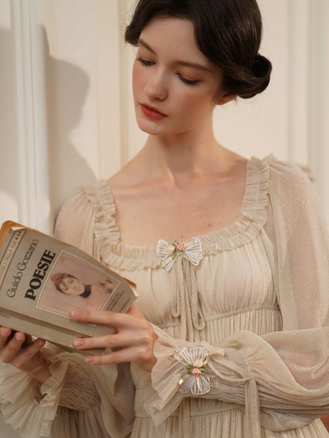 Beige Ruffle Verse Dress