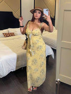 Lemon Blossom Tie-Front Floral Dress