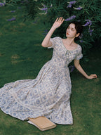 Blue Garden Vintage Lace Dress