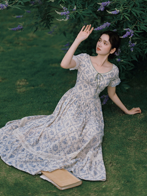Blue Garden Vintage Lace Dress