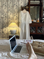 Blossom Embroidery White Cotton Nightgown