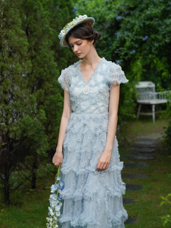 Light Blue Princess Ruffle Garden Dress