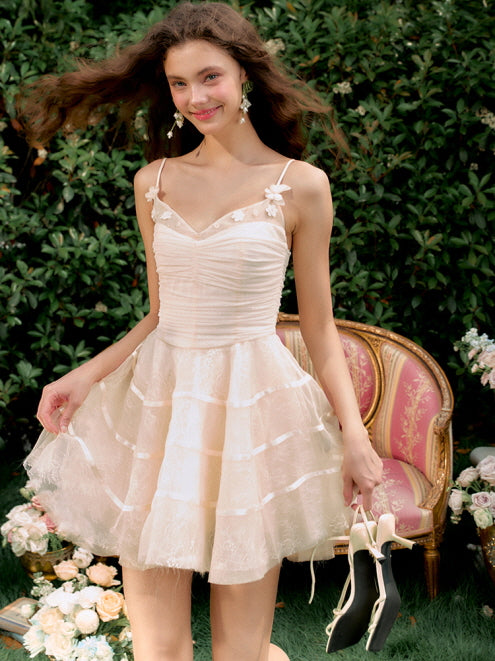 Ivory Blossom Tiered Lace Dress