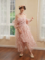 Blushing Rose Ruffle Chiffon Dress