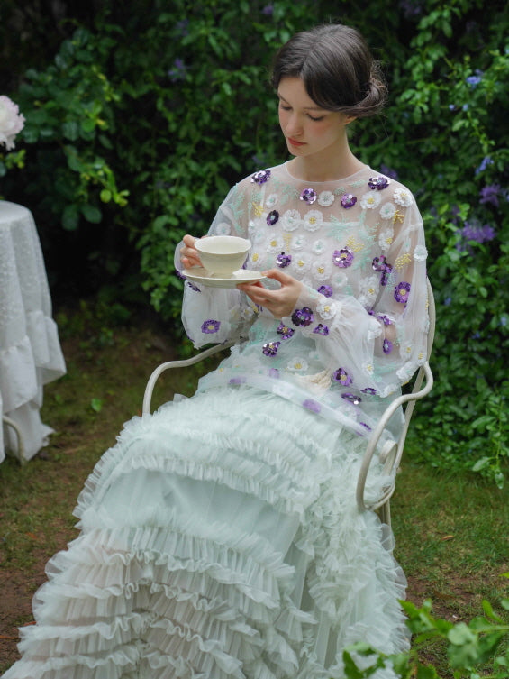 Whimsical Cloud Ruffle Skirt
