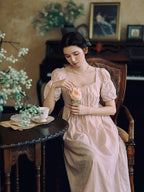 Blush Embroidered Cotton Tea Dress