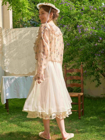Pearl Ribbon Tulle Skirt