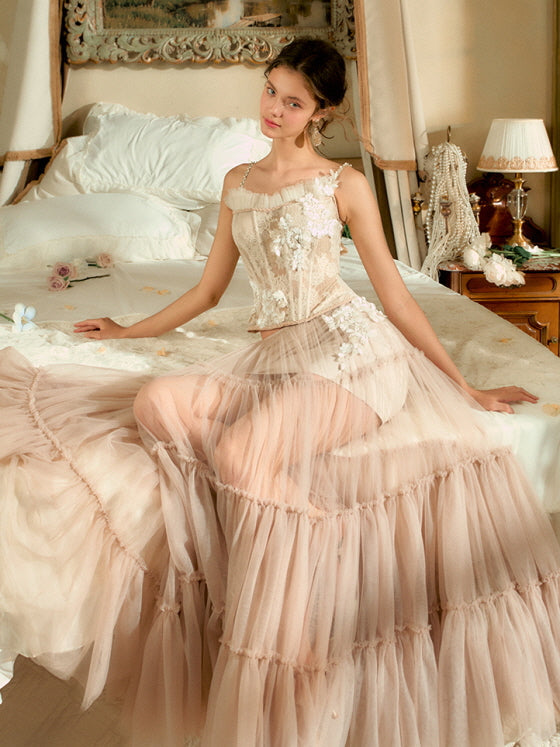 Ivory Blossom Lace Corset & Tulle Skirt