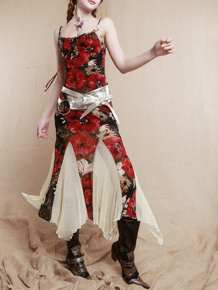 Golden Bloom Mermaid Slip Dress