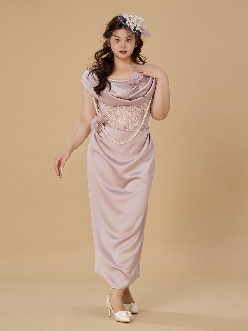 Blush Pearl Drape Gown