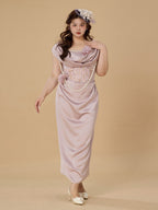 Blush Pearl Drape Gown