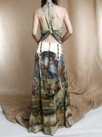 Baroque Allegory Halter Maxi Dress