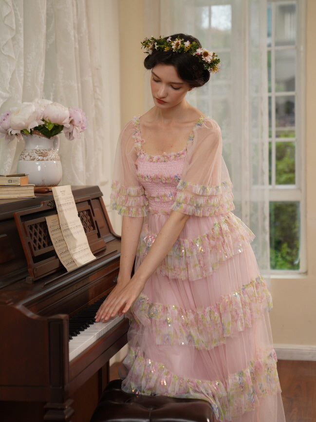 Blooming Ruffle Pink Tulle Dress