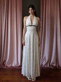 White Polka Dot Halter Dress