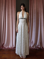 White Polka Dot Halter Dress