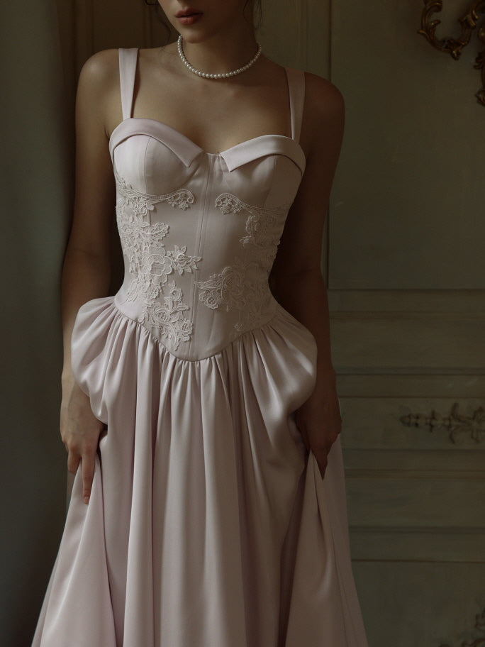 Vintage Blush Corset Rose Dress