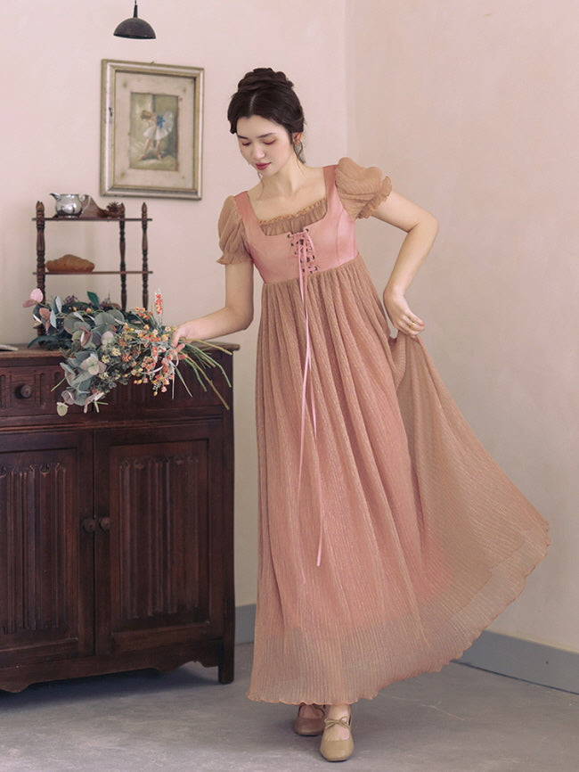 Whispering Rose Lace-Up Vintage Dress