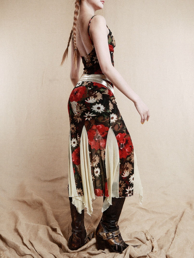 Golden Bloom Mermaid Slip Dress