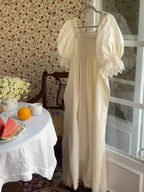 Square Neck Pintuck Cotton Nightgown