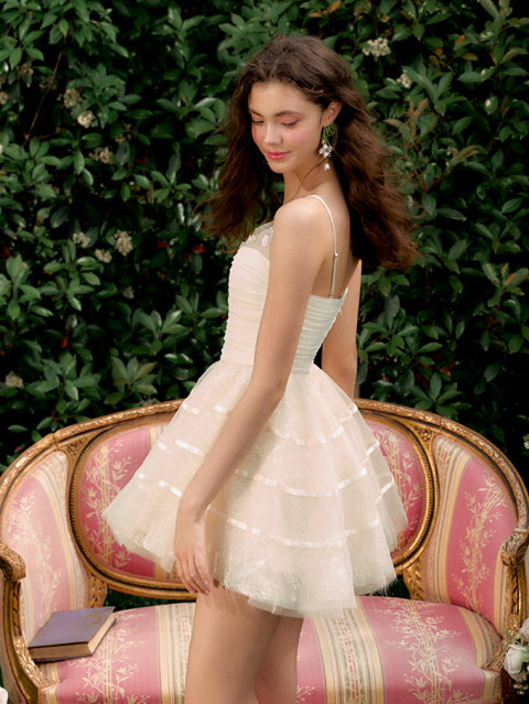 Ivory Blossom Tiered Lace Dress
