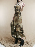 Baroque Pearl Metallic Slip Dress