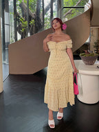 Lemon Blossom Ruffle Midi Dress