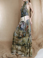 Baroque Allegory Halter Maxi Dress