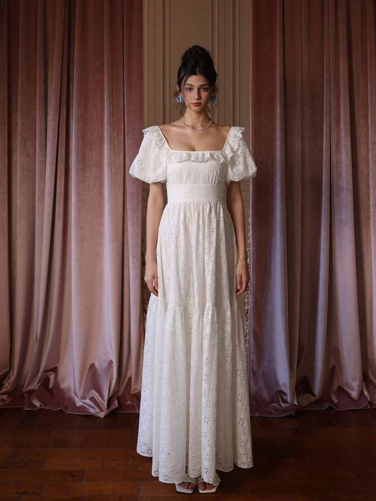 Daisy Lace Back Bow Cotton Dress