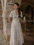 Vintage Textured Cotton Blouse & Skirt