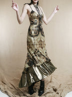 Baroque Pearl Metallic Slip Dress