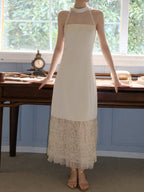 Moonlight Petal Lace Halter Dress