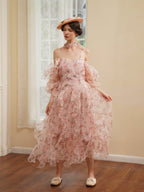 Blushing Rose Ruffle Chiffon Dress