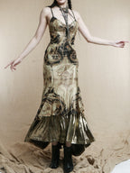 Baroque Pearl Metallic Slip Dress