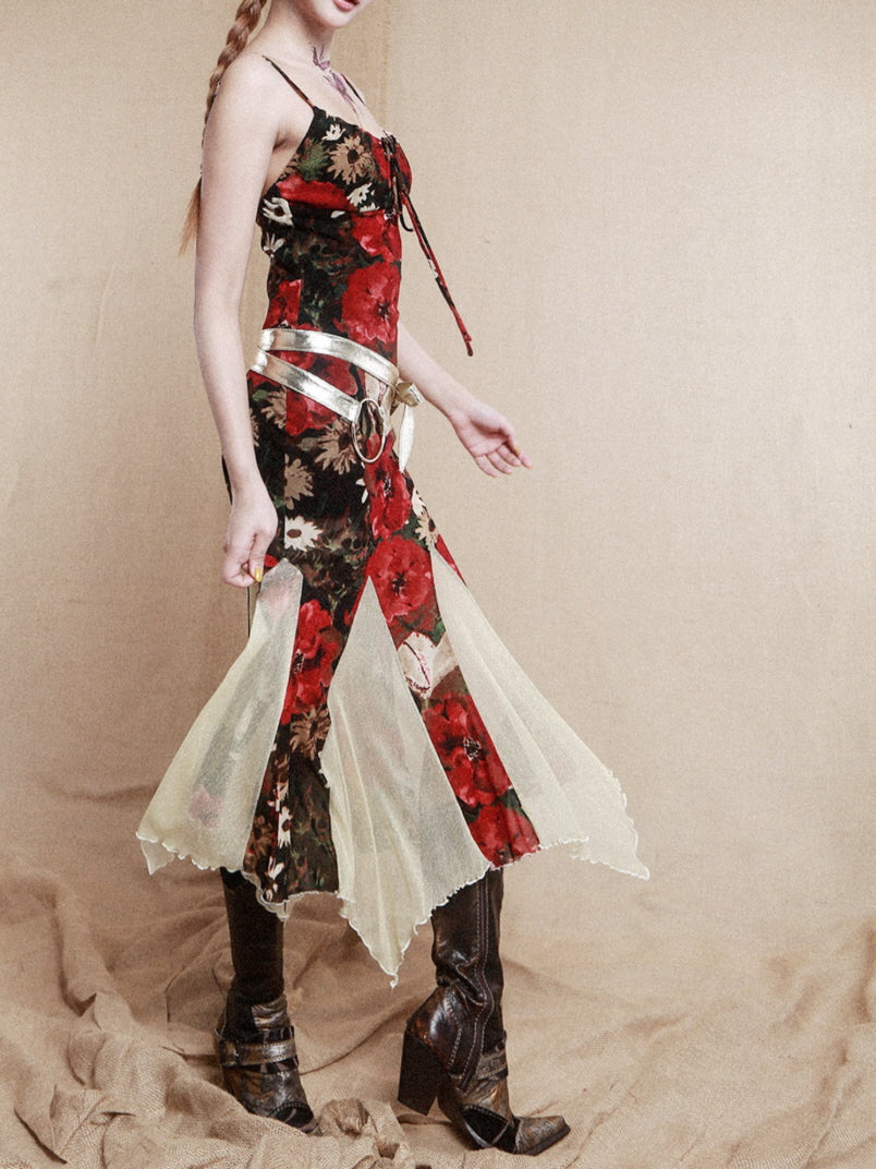 Golden Bloom Mermaid Slip Dress