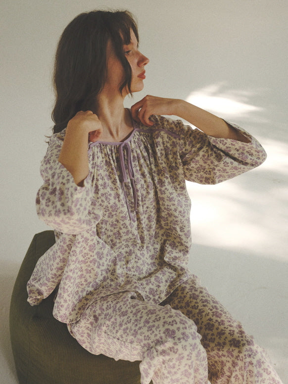 Lavender Bloom Cotton Pajama Set