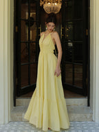 Lemon Bloom Backless Maxi Dress
