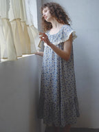 Blue Blossom Ruffle Cotton Nightgown