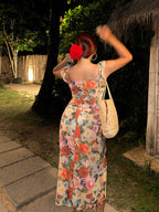 Tropical Sunset Watercolor Floral Dress