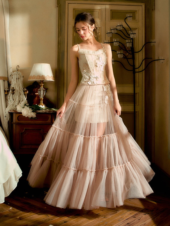 Ivory Blossom Lace Corset & Tulle Skirt
