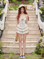 Blue Ribbon Picnic Ruffle Mini Dress