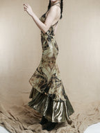Baroque Pearl Metallic Slip Dress