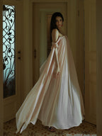 Off-Shoulder Blush Pleated Ribbon Dress