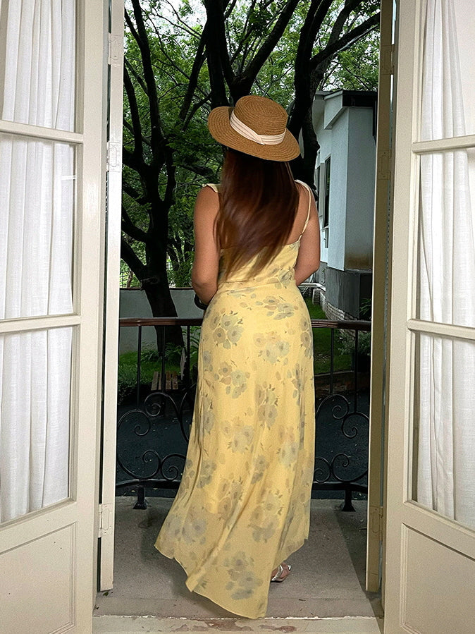 Lemon Blossom Tie-Front Floral Dress