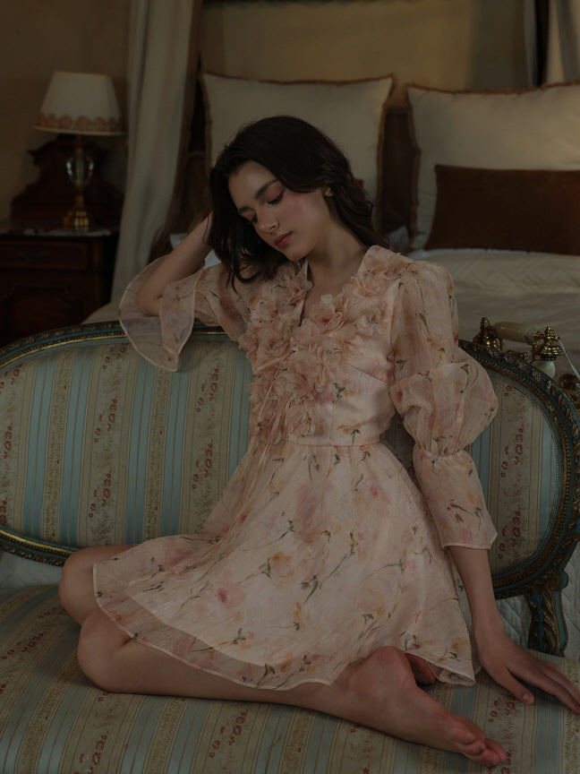 Blush Bloom Garden Ruffle Mini Dress